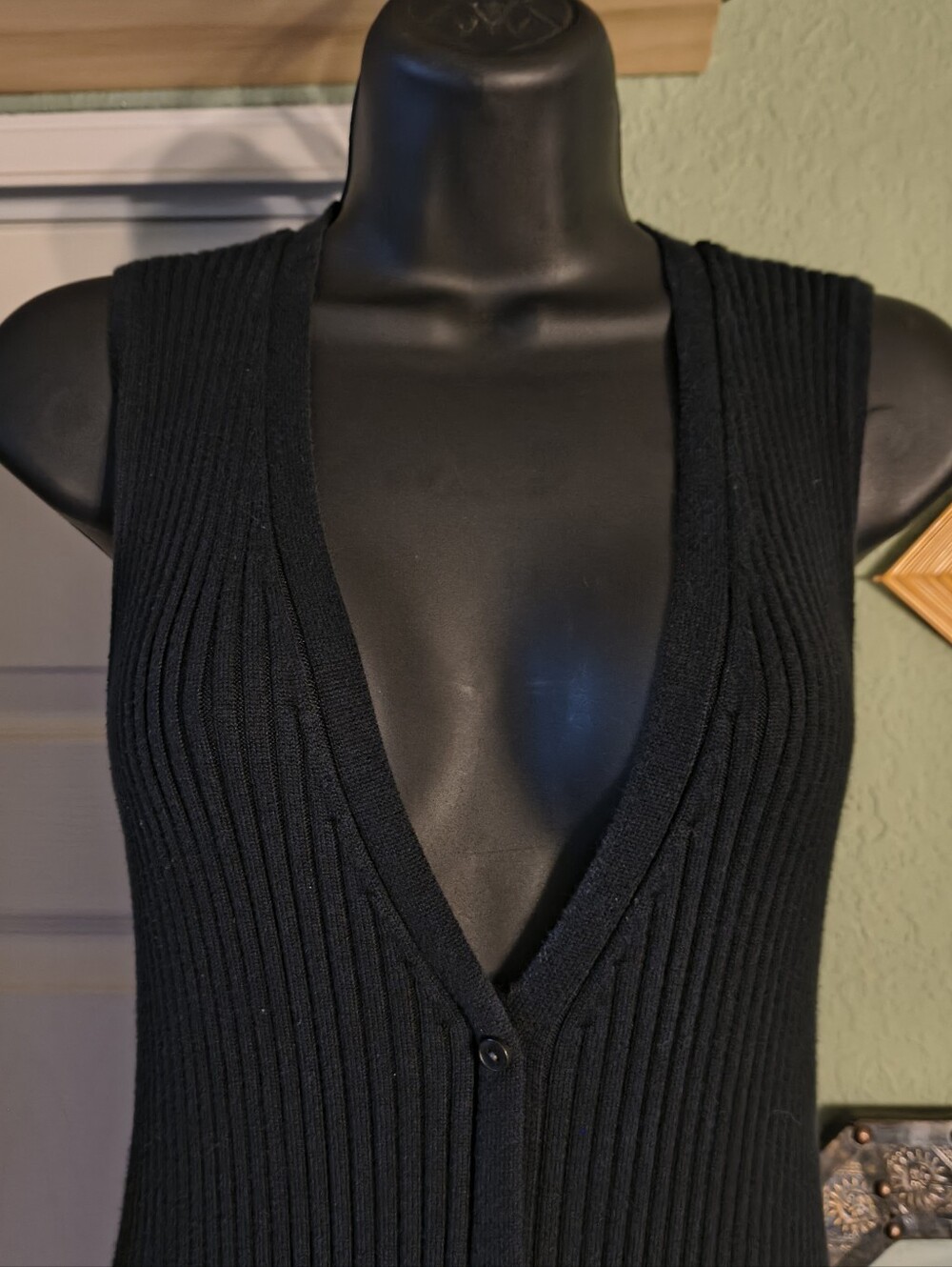 Calvin Klein Jeans Black Ribbed Button Front Bodycon Midi Dress Size M - Picture 3 of 11